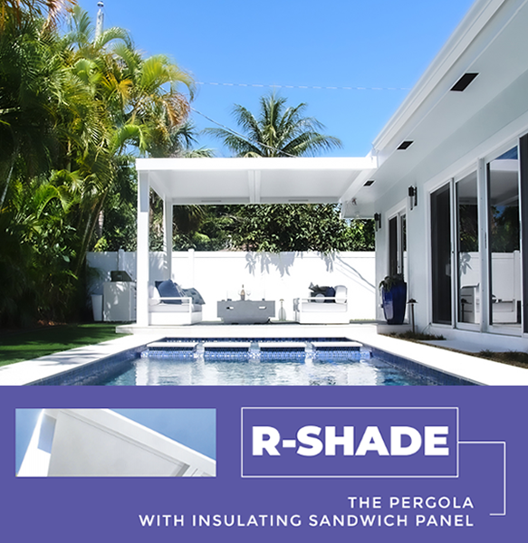 pergola on a pooldeck insulated roof for shade