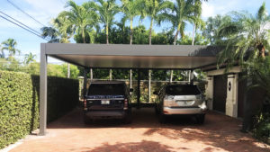 Residential sloar carport for 2 vehciles with flat roof