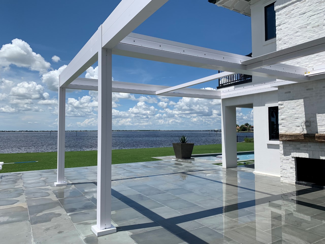 pergola structure with fan beam