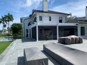 closed screens cver deck with bay view