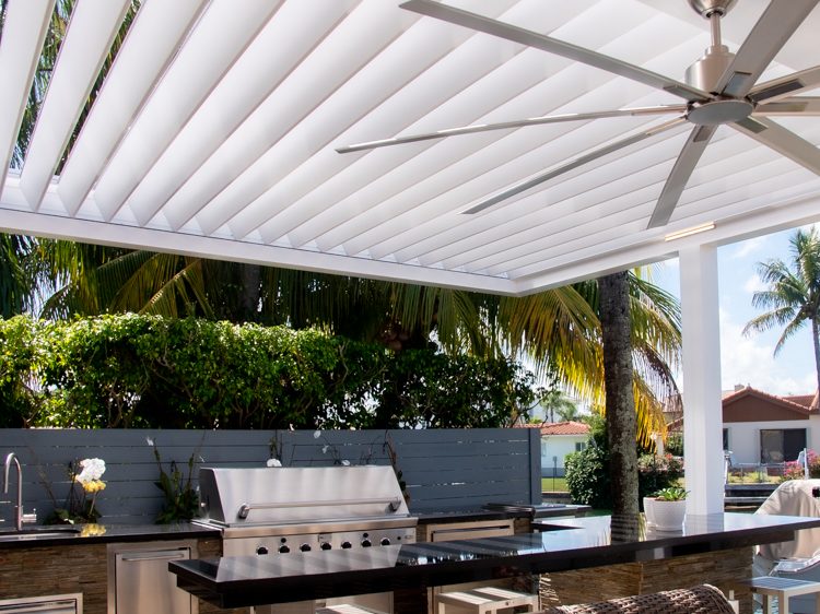 outdoor kitchen with pergola