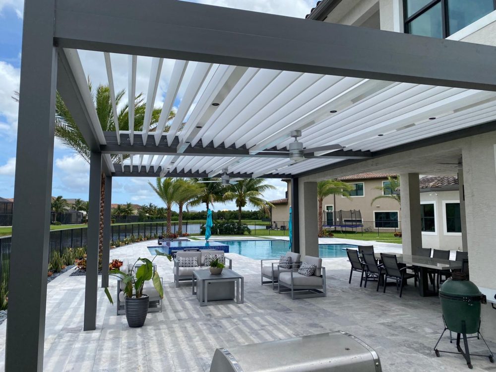 pool deck with covered patio - azenco