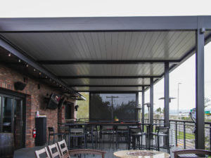 4 louvered roof that open and close independently - outdoor bar pergola
