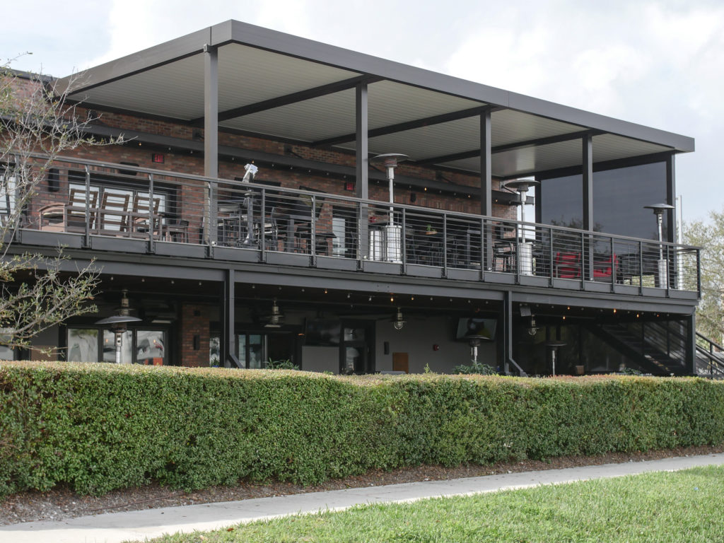 World of Beer Tampa, louvered roof pergola
