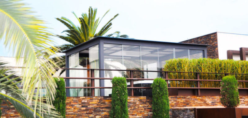 rooftop with hot tub pergola