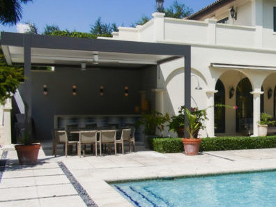 pergolas on deck near the pool