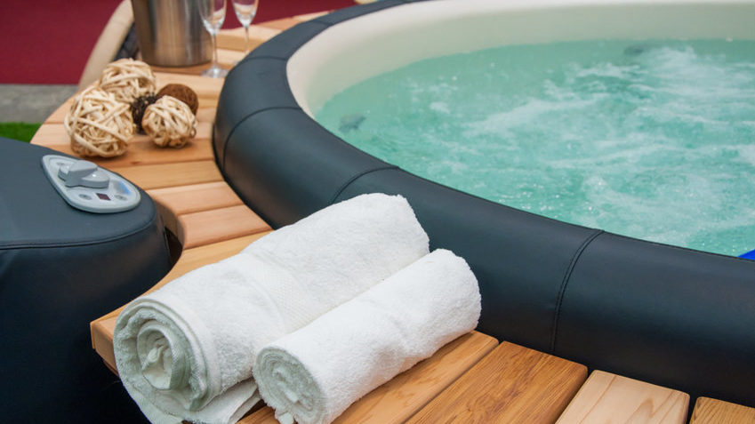 luxury outdoor hot tub