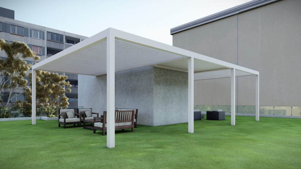 building rooftop with louvered roof