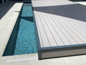 sliding deck around the pool