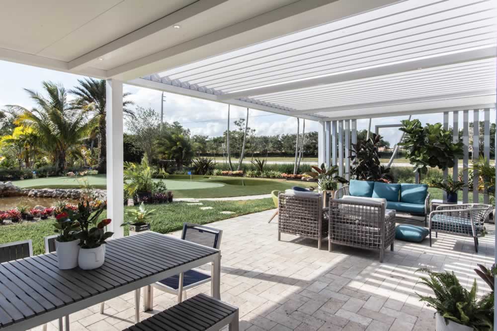 hybrid dual-roof pergola that is half pergola half roof