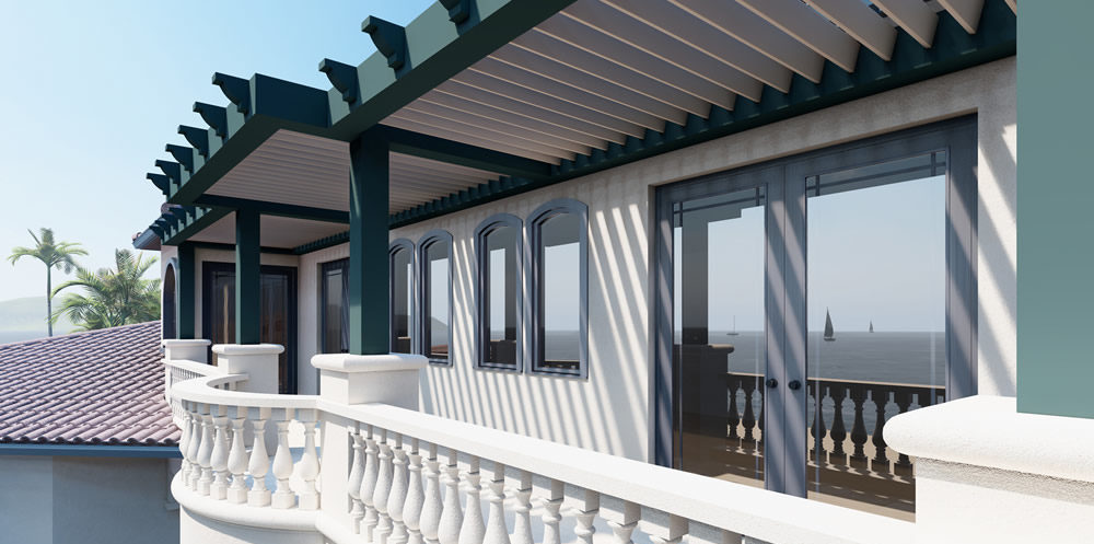 Pergola on a balcony - 3D rendering project - Azenco