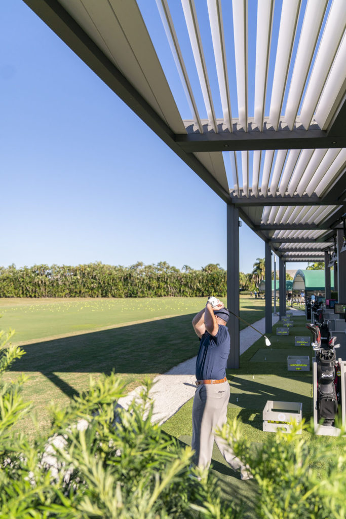 Boca West covered golf practice - Louvered pergola system by Azenco