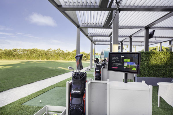Golf court in Boca West - Pergola and technology - sync swing session data to a smartphone
