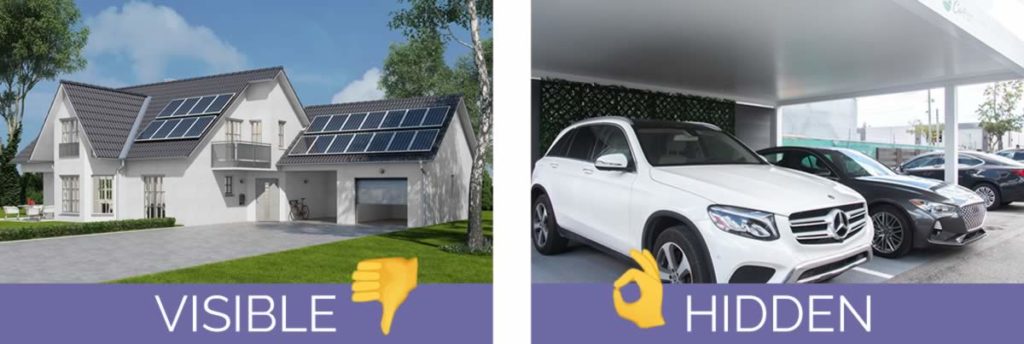 visibile vs hidden solar panels on roof