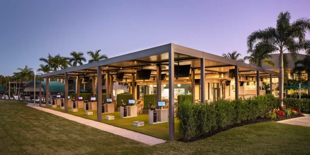 Boca west country club outdoor pergola at night