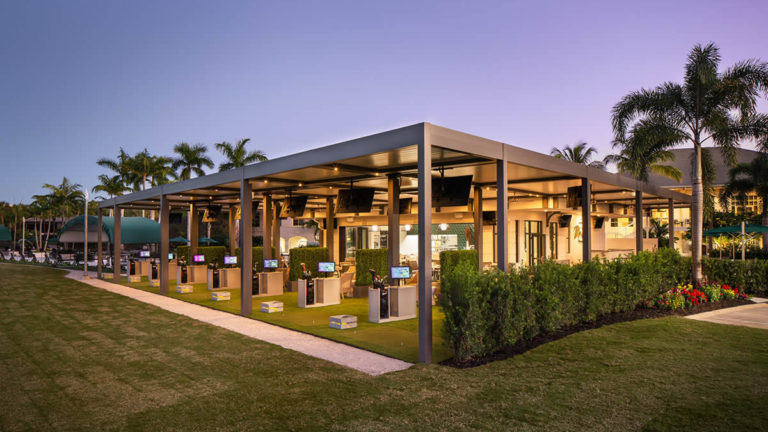 well-lit patio cover