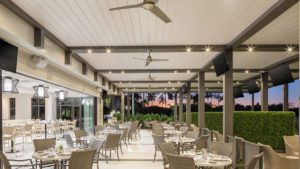 well-lit restaurant patio cover