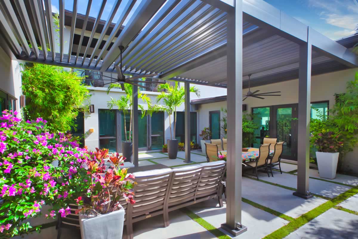 Louvered roof pergola project in South Miami, Fl