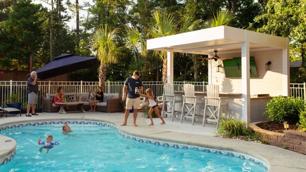 poolside pergola - a pergola near the swimming pool