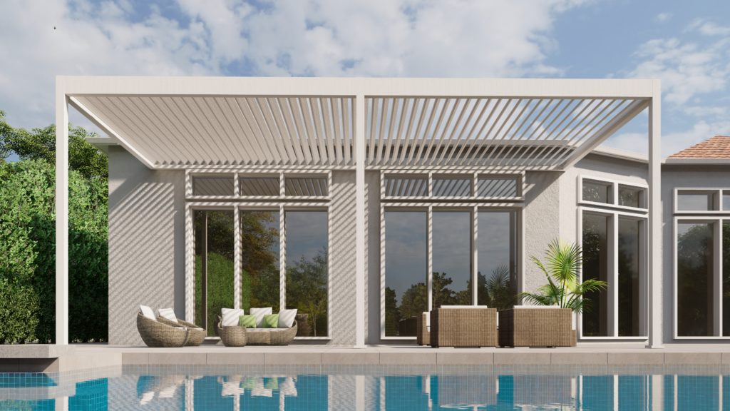 pool terrace - pergola louvers orientation