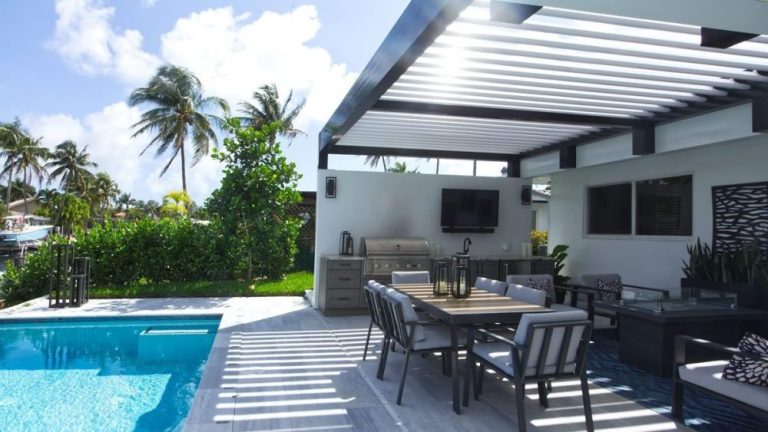 custom pergola with risers - pompano beach