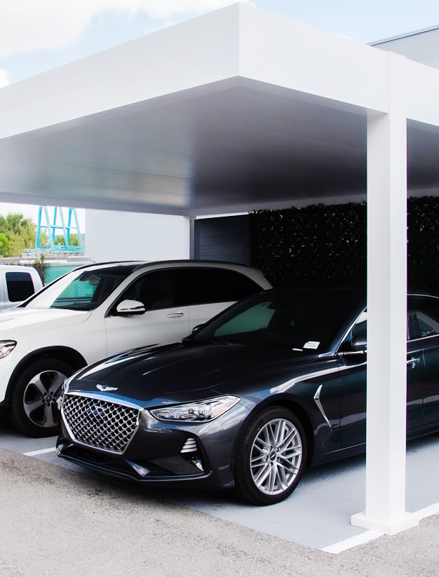 Luxury carport with flat insulated roof - Azenco