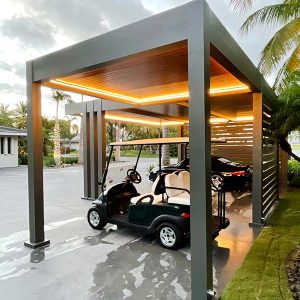 Golf cart - view side of R-CAR car port - By Azenco