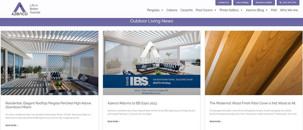 Outdoor living in the USA - website News spacse by Azenco Outdoot
