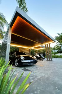 Carport in Puerto Rico - double outdoor trucure for porsche and gold cart by Azenco