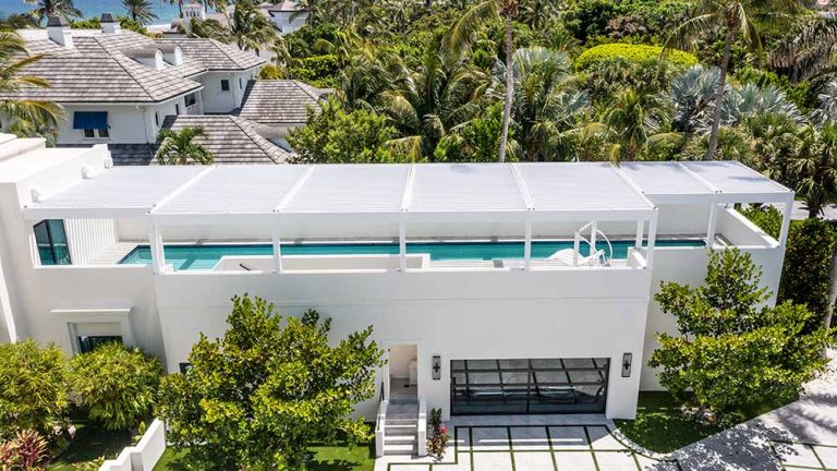 Residential: Shaded Rooftop Pool in Delray Beach, Florida with an Azenco pergola pool cover