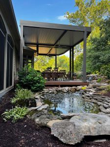 pergola with louvered roof in Kentucky - Azenco at HPBExpo 2023