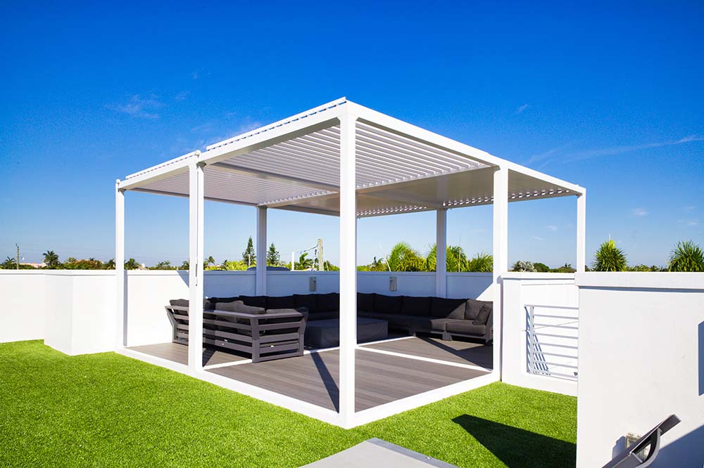 K-Bana manual louvered roof cabana - four zones by Azenco