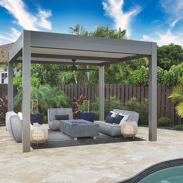 Standalone pergola structure: aluminum frame and roof - Azenco