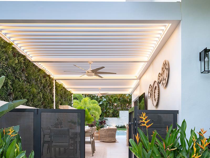 R-Blade motorized louvered roof pergola by Azenco - Selected by Jojo Fletcher and Jordan Rodgers