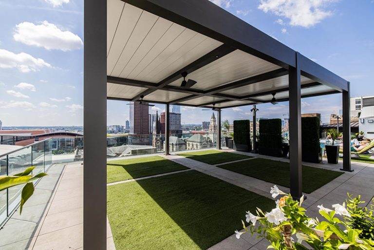 Covered Pool Deck For Hotel Rooftop Space | Azenco Outdoor