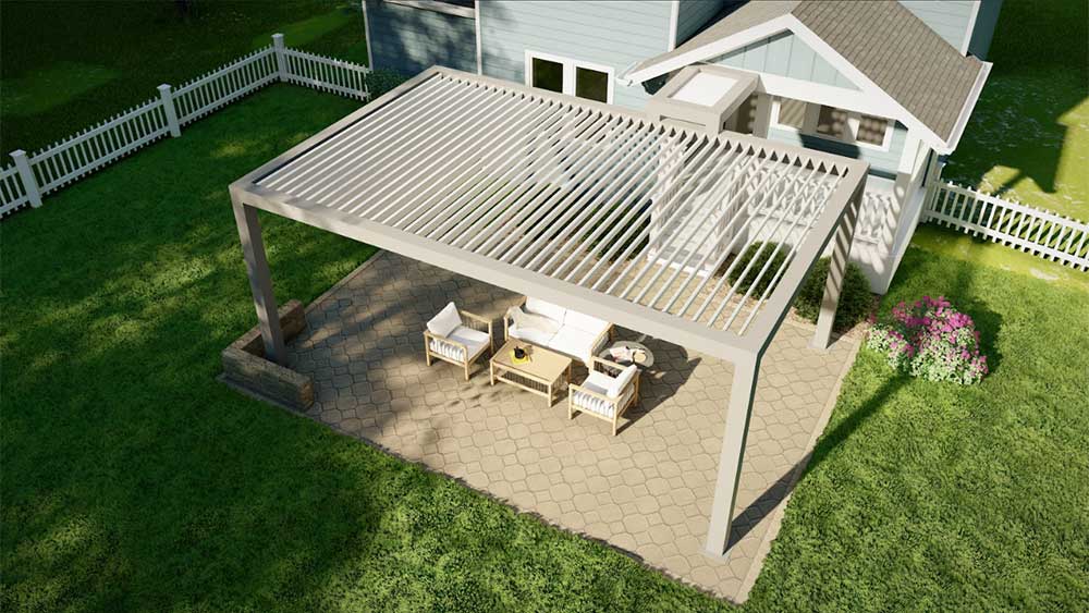3D pergola Luxury Backyard design Mooresville, NC