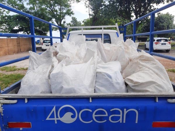 4ocean truck in Bali, full of plastic debris, removed form the river.