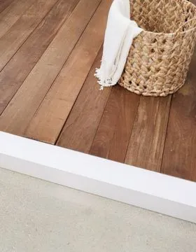 Custom flooring close-up: natural wood for K-BANA pergola by Azenco Outdoor