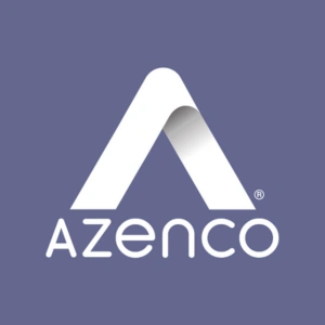 Azenco Outdoor white logo on purple background