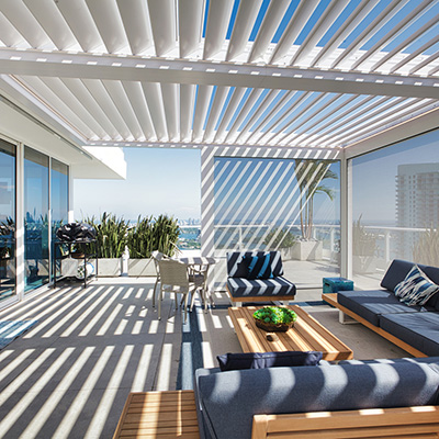 Residential pergola structure on a private rooftop condo - Azenco otudoor