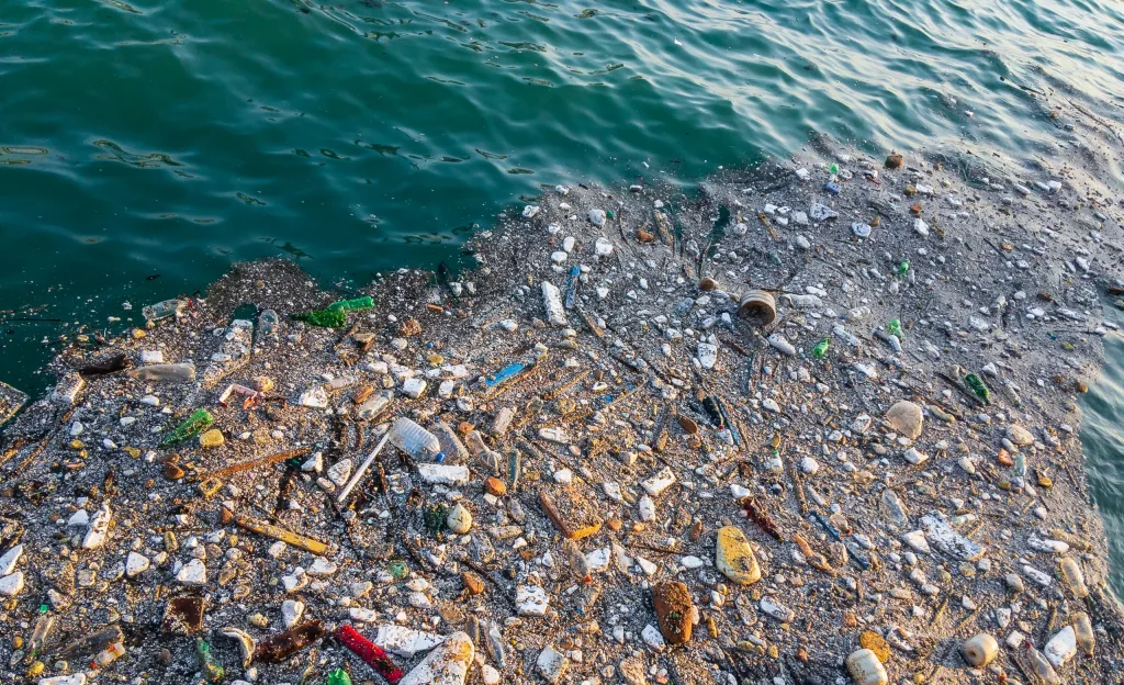 household garbage in the sea