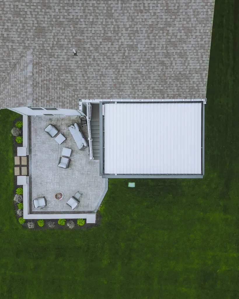 roof shot of pergola on porch