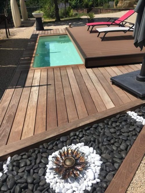 mobile pooldeck - small backyard with pool