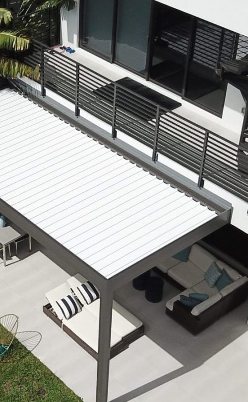Louvered roof pergola - louvers closed - view from above