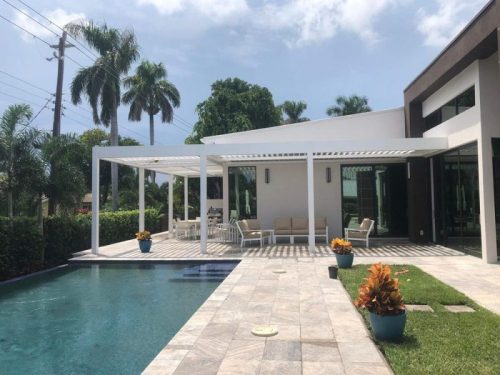 3 louvered roof structure in whitee