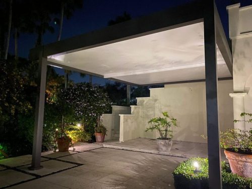 residentila carport with integraeted lighting