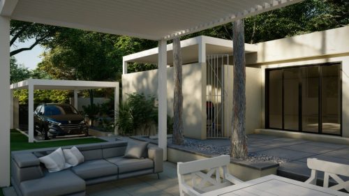 Carport and louvered pergola