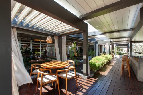 covered rooftop with pergola