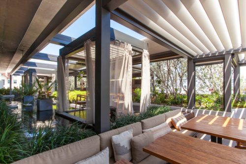 rooftop terrace with covered deck
