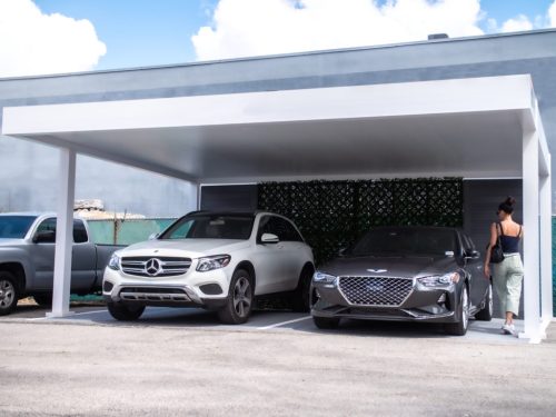 wallmounted aluminum carport in white - elegance and resistance